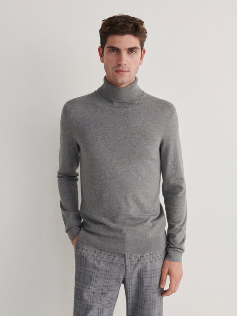 Reserved Men's Grey Viscose Turtleneck Sweater | Reserved In Lebanon