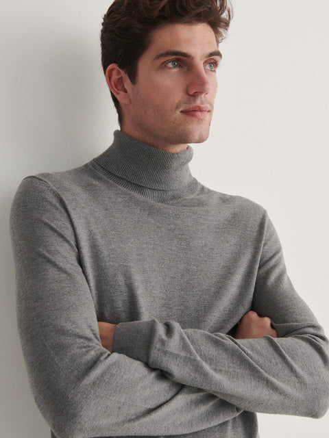 Reserved Men's Grey Viscose Turtleneck Sweater | Reserved In Lebanon