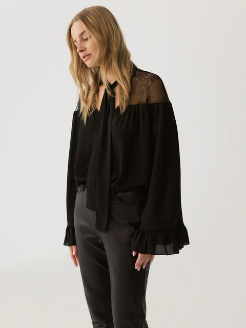 Reserved Women's Black Light Blouse With Flounce | Reserved In Lebanon
