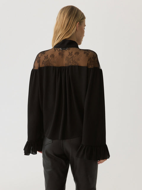 Reserved Women's Black Light Blouse With Flounce | Reserved In Lebanon