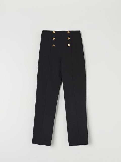Sinsay Women's Black With Ornament Buttons Trousers  | Sinsay in Lebanon