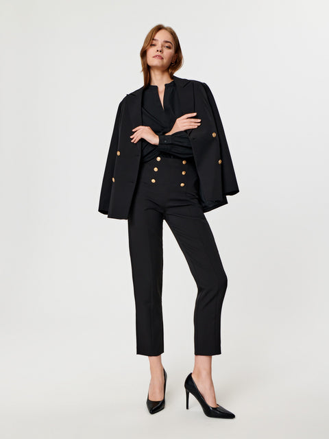 Sinsay Women's Black With Ornament Buttons Trousers  | Sinsay in Lebanon