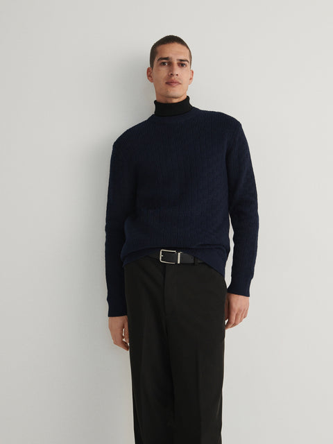 Reserved Men's Navy Waffle-Knit Sweater | Reserved In Lebanon