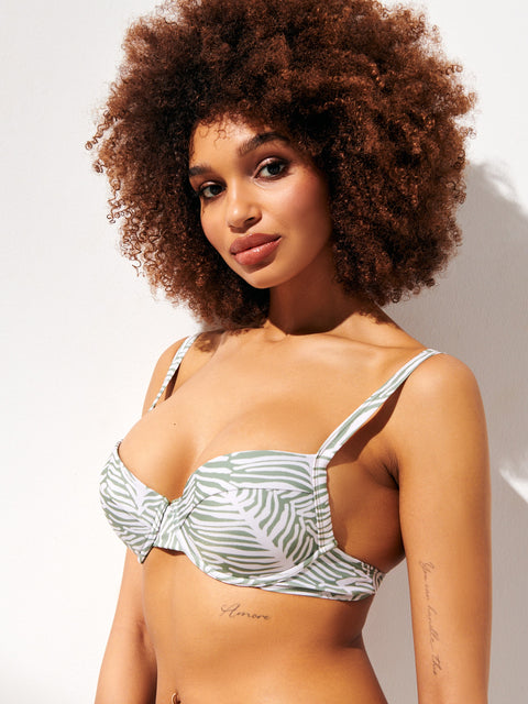 Sinsay Women's Green & White Printed Bikini Top|Sinsay In Lebanon