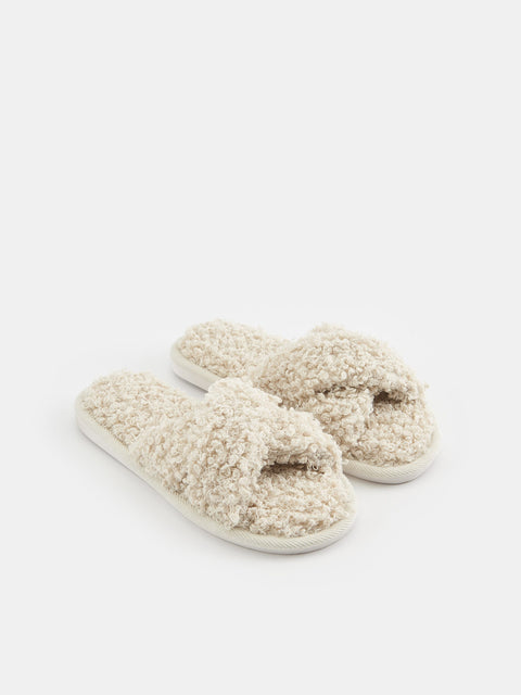 Sinsay Women's Beige Slipper With Faux Fur | Sinsay In Lebanon
