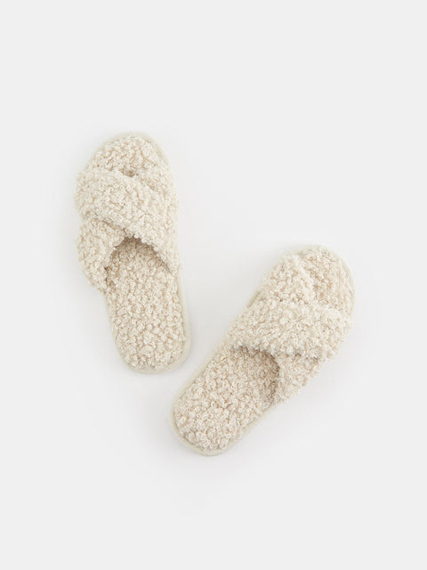 Sinsay Women's Beige Slipper With Faux Fur | Sinsay In Lebanon