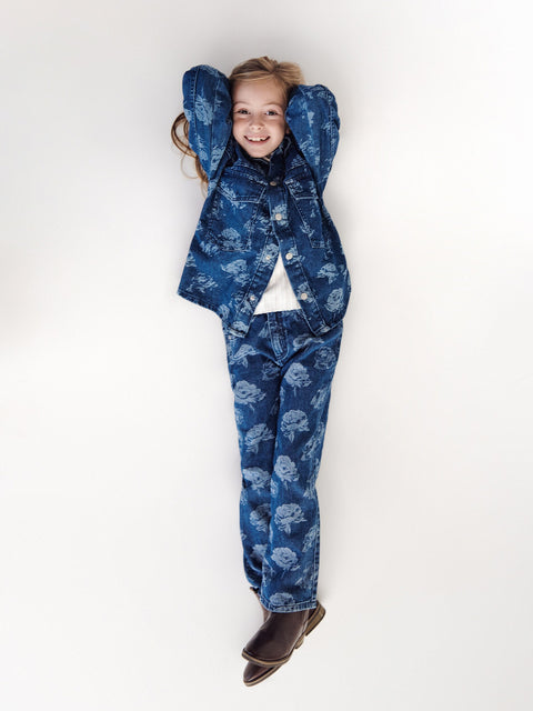 Reserved Girl's Blue Floral Denim Jacket | Reserved In Lebanon