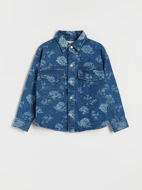 Reserved Girl's Blue Floral Denim Jacket | Reserved In Lebanon