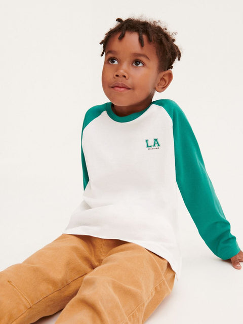 Reserved Boy's White & Dark Green Print Long Sleeve Blouse |Reserved  In Lebanon