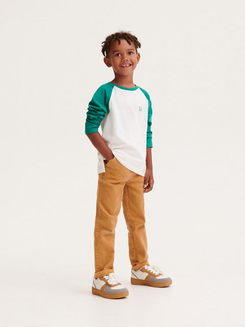 Reserved Boy's White & Dark Green Print Long Sleeve Blouse |Reserved  In Lebanon