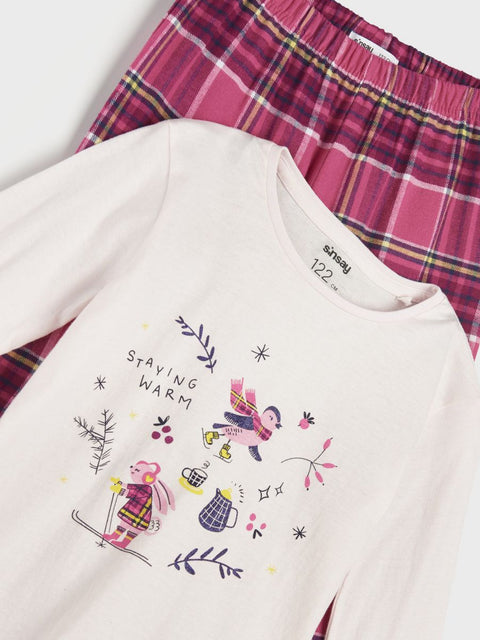 Sinsay Baby Girl's Pink & Fuchsia Printed Pajama Set |Sinsay In Lebanon