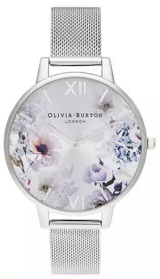 Oliva Burton London Women's Silver Sunlight Floral Big Dial Watch| Oliva Burton In Lebanon