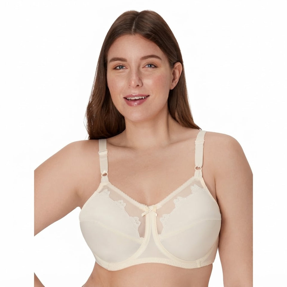 Bali Women's Light Beige Lace Trim Full-Coverage Underwire Bra