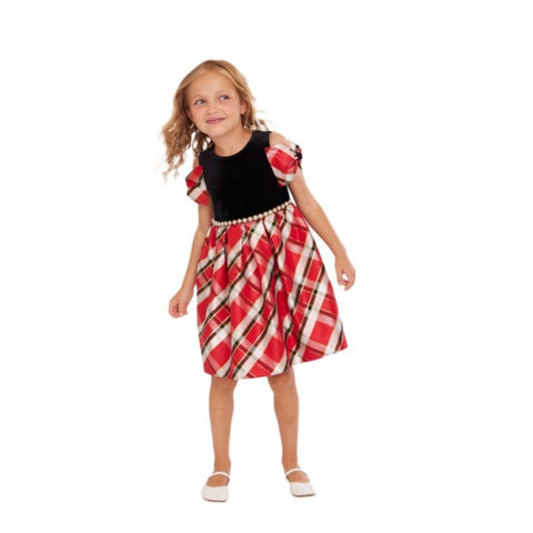 Bonnie Jean Girl's Red & Black Checkered Short Sleeve Dress |Bonnie Jean In Lebanon