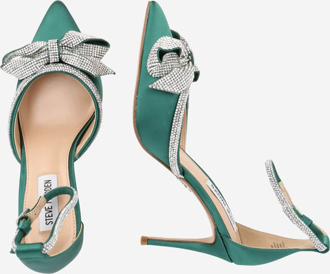Steve Madden Women's Dark Green Satin Lumie re Heels |Steve Madden In Lebanon