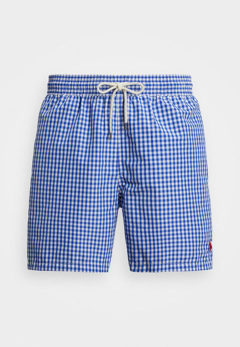 Polo Ralph Lauren Men's Blue & White Traveler Checked Swim Shorts | Polo Ralph Lauren In Lebanon