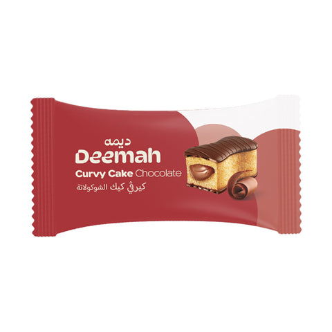 Red package of Deemah Curvy Cake Chocolate on a white background