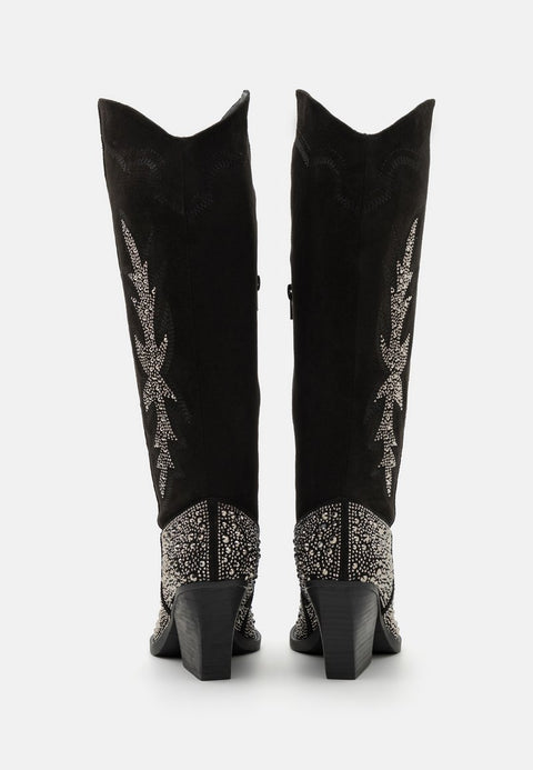 Steve Madden Women's Black Synthetic Apple Cowboy Boot|Steve Madden In Lebanon