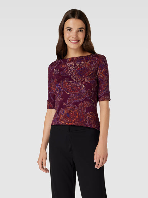 Lauren Ralph Lauren Women's Plum Printed Short Sleeve Blouse | Lauren Ralph Lauren In Lebanon