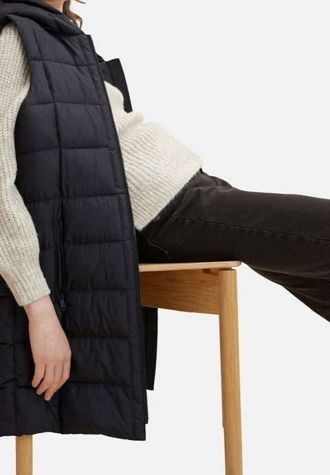 Tom Tailor Women's Black Quilted Hooded Vest |Tom Tailor In Lebanon