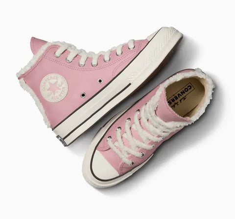 Converse Women's Pink & White Chuck 70 Leather & Fur Sneakers | Converse In Lebanon