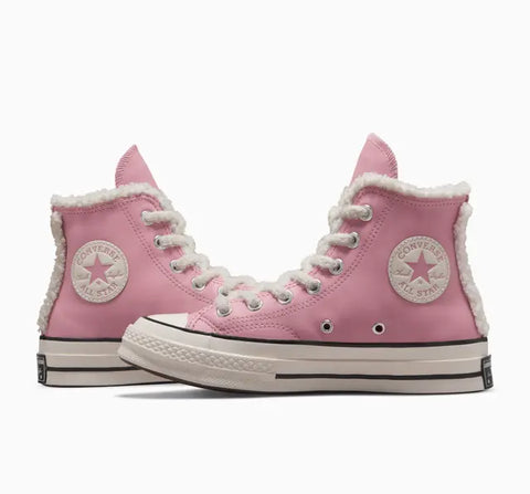 Converse Women's Pink & White Chuck 70 Leather & Fur Sneakers | Converse In Lebanon