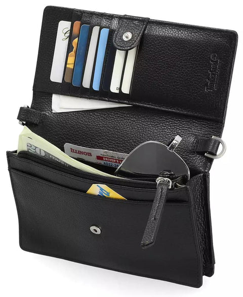 Timberland Women's Black RFID Leather Crossbody Bag Wallet Purse | Timberland In Lebanon