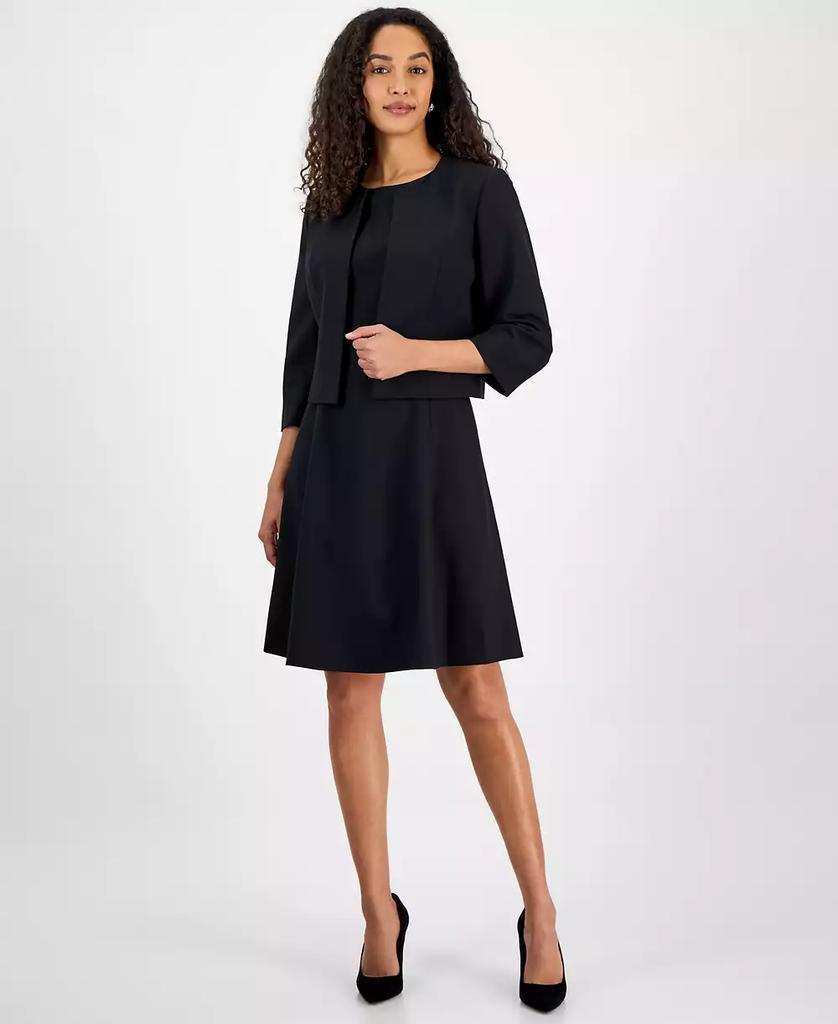 Le Suit Women's Black Open-Front Blazer & Sleeveless Fit & Flare Dress Set | Le Suit  In Lebanon