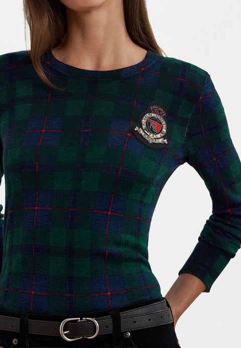 Lauren Ralph Lauren Women's Multicolor Watch Plaid Beaded Crest Sweater |Lauren Ralph Lauren In Lebanon