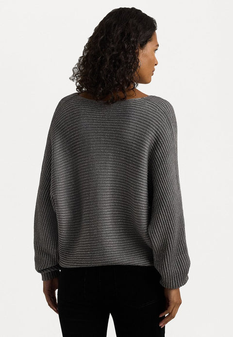 Lauren Ralph Lauren Women's Silver Metallic Rib Knit Dolman Sleeve Sweater|Lauren Ralph Lauren In Lebanon