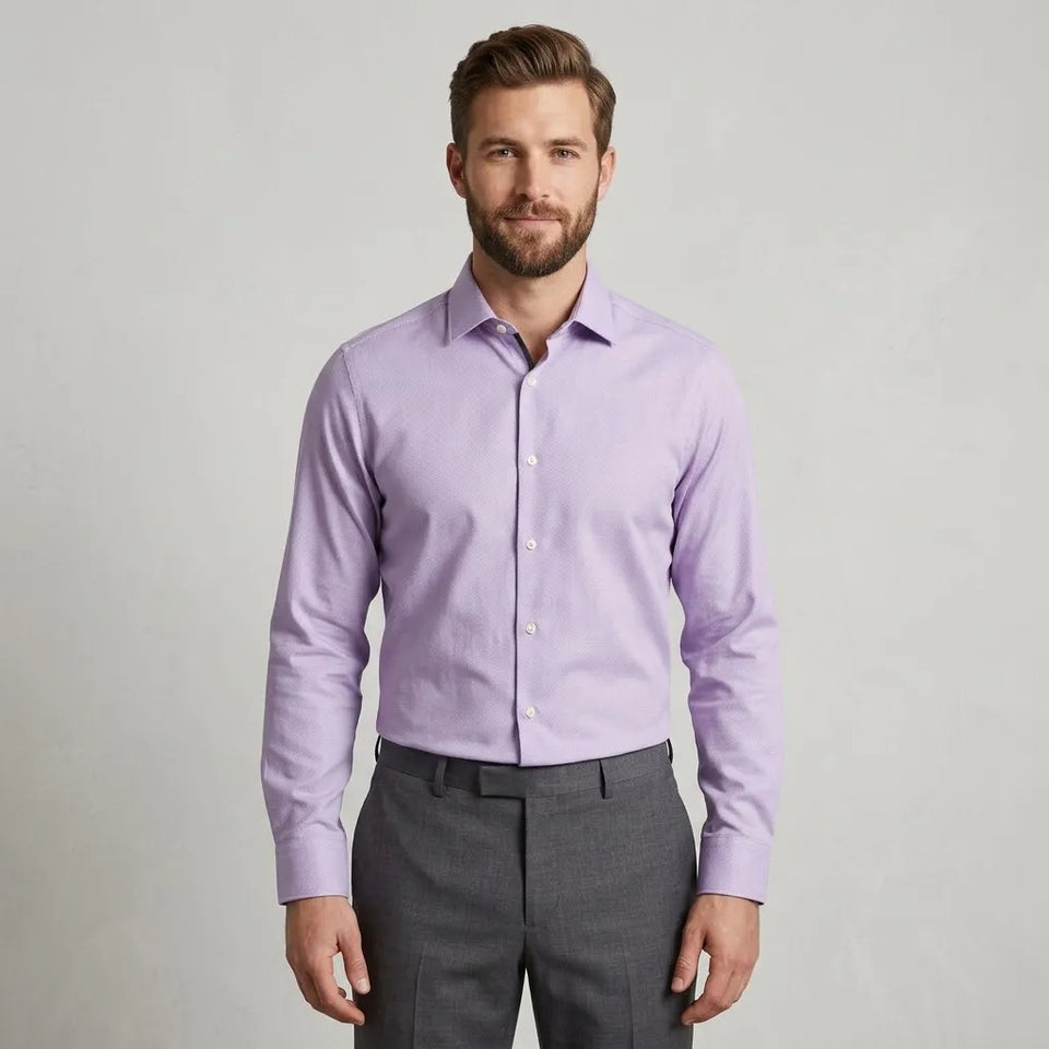 Michael Kors Men's Light Purple Long-Sleeve Shirt