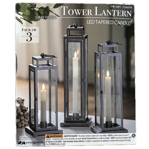 Evergreen LED Tapered Candle Tower Lantern 3 Count |Evergreen In Lebanon