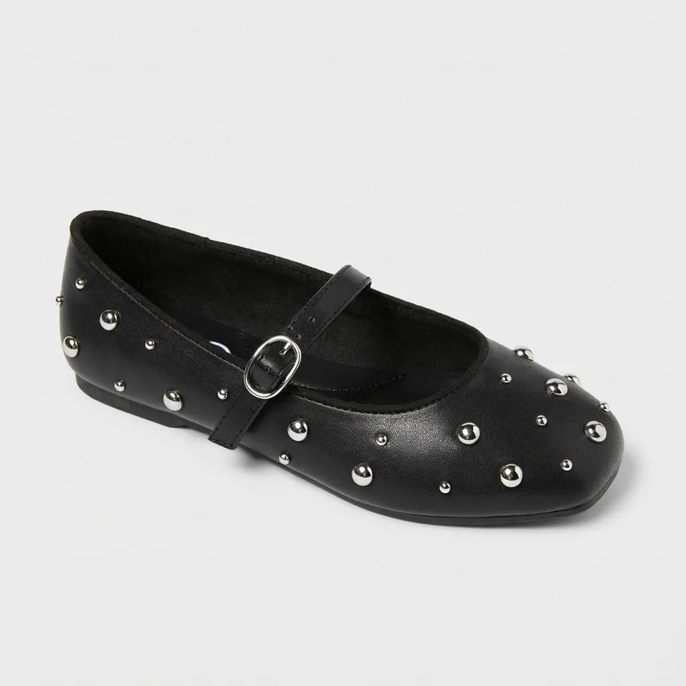 Art Class Girl's Black Heather Stud Ballet Flats
