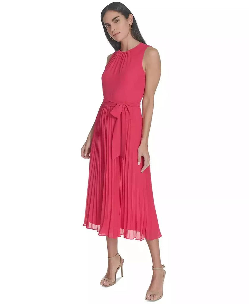 Jessica Howard Women's Fuchsia Petite Chiffon Tie-Waist Pleated Midi Dress|Jessica Howard In Lebanon
