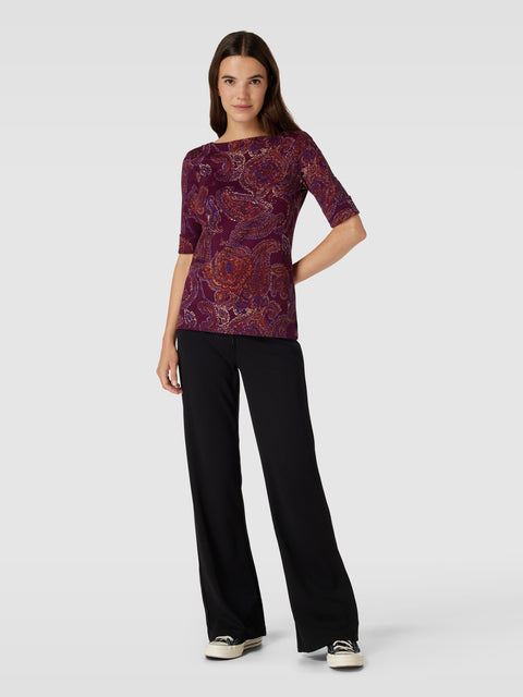 Lauren Ralph Lauren Women's Plum Printed Short Sleeve Blouse | Lauren Ralph Lauren In Lebanon