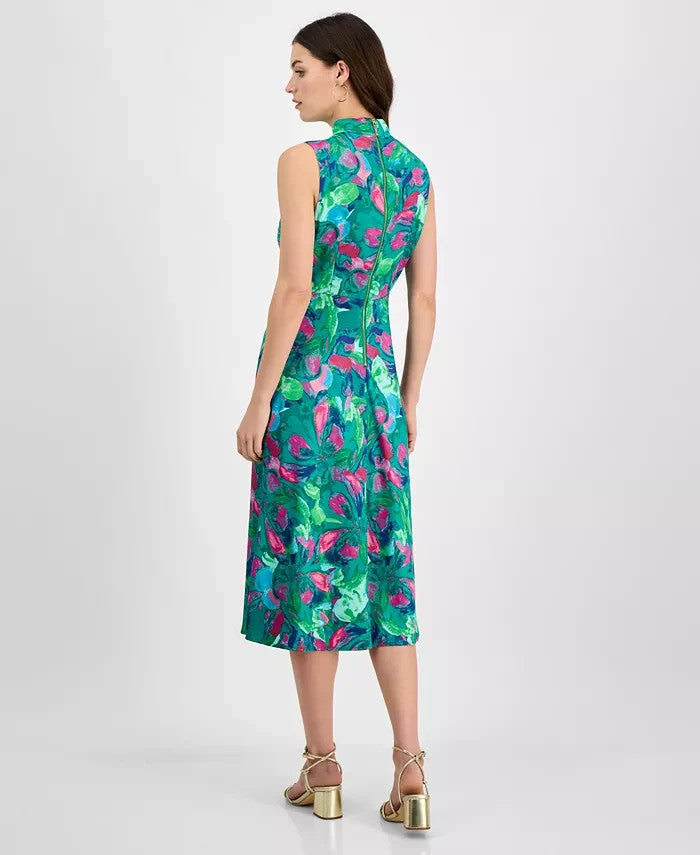 Tahari Asl Women's Multicolor Jade Rose Print Mock Neck Midi Dress | Tahari Asl In Lebanon