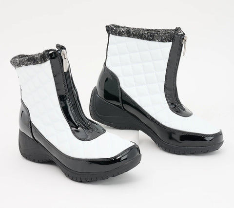 Khombu Women's Black & White Waterproof Front-Zip Winter Ski Megan Boots | Khombu In Lebanon