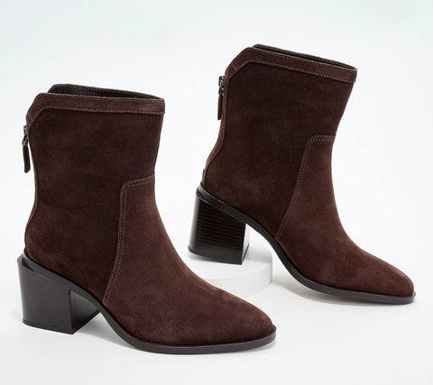 Vince Camuto Women's Dark Brown Water-Repellent Suede Mid-Shaft Boots | Vince Camuto In Lebanon