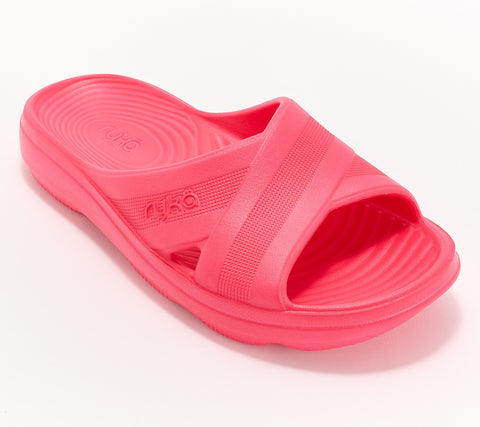 Pink slide sandal on a white background