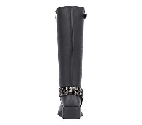 New York & Company Women's Black Carter Tall Moto Boots | New York & Company In Lebanon