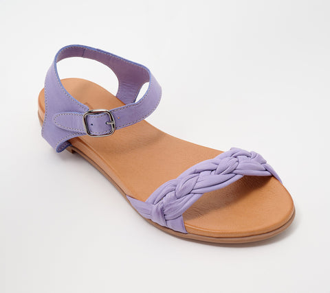 Miz Mooz Women's Purple Leather Woven Ankle Strap Sandals |Miz Mooz In Lebanon