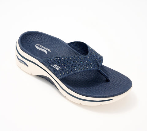 Skechers Women's Navy Claire Go Walk Arch Fit 2.0 Rhinestone Thong Slippers | Skechers In Lebanon