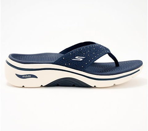 Skechers Women's Navy Claire Go Walk Arch Fit 2.0 Rhinestone Thong Slippers | Skechers In Lebanon