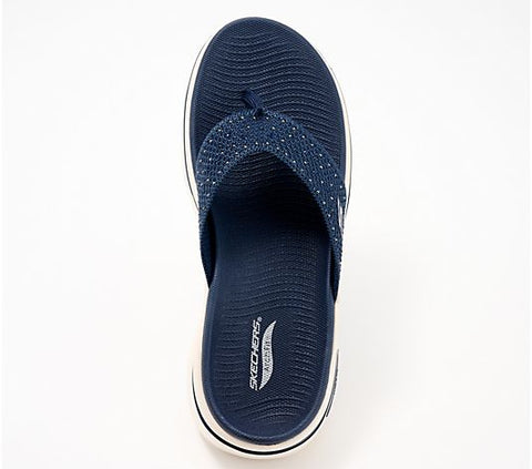 Skechers Women's Navy Claire Go Walk Arch Fit 2.0 Rhinestone Thong Slippers | Skechers In Lebanon