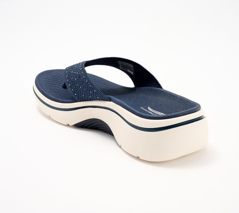 Skechers Women's Navy Claire Go Walk Arch Fit 2.0 Rhinestone Thong Slippers | Skechers In Lebanon