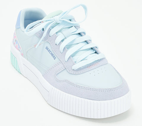 Skechers Women's Light blue Jade Floral Print Suede Court Sneakers   | Skechers in Lebanon