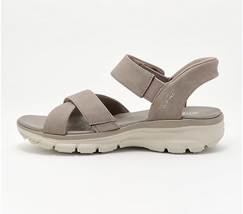 Skechers Women's Taupe Slip on Easy Going Crossband Sandals | Skechers In Lebanon