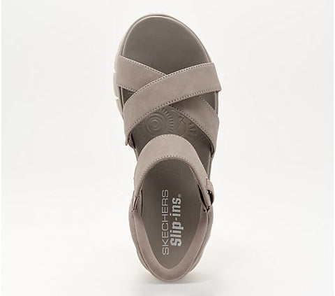 Skechers Women's Taupe Slip on Easy Going Crossband Sandals | Skechers In Lebanon