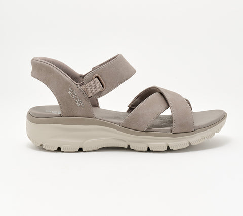 Skechers Women's Taupe Slip on Easy Going Crossband Sandals | Skechers In Lebanon