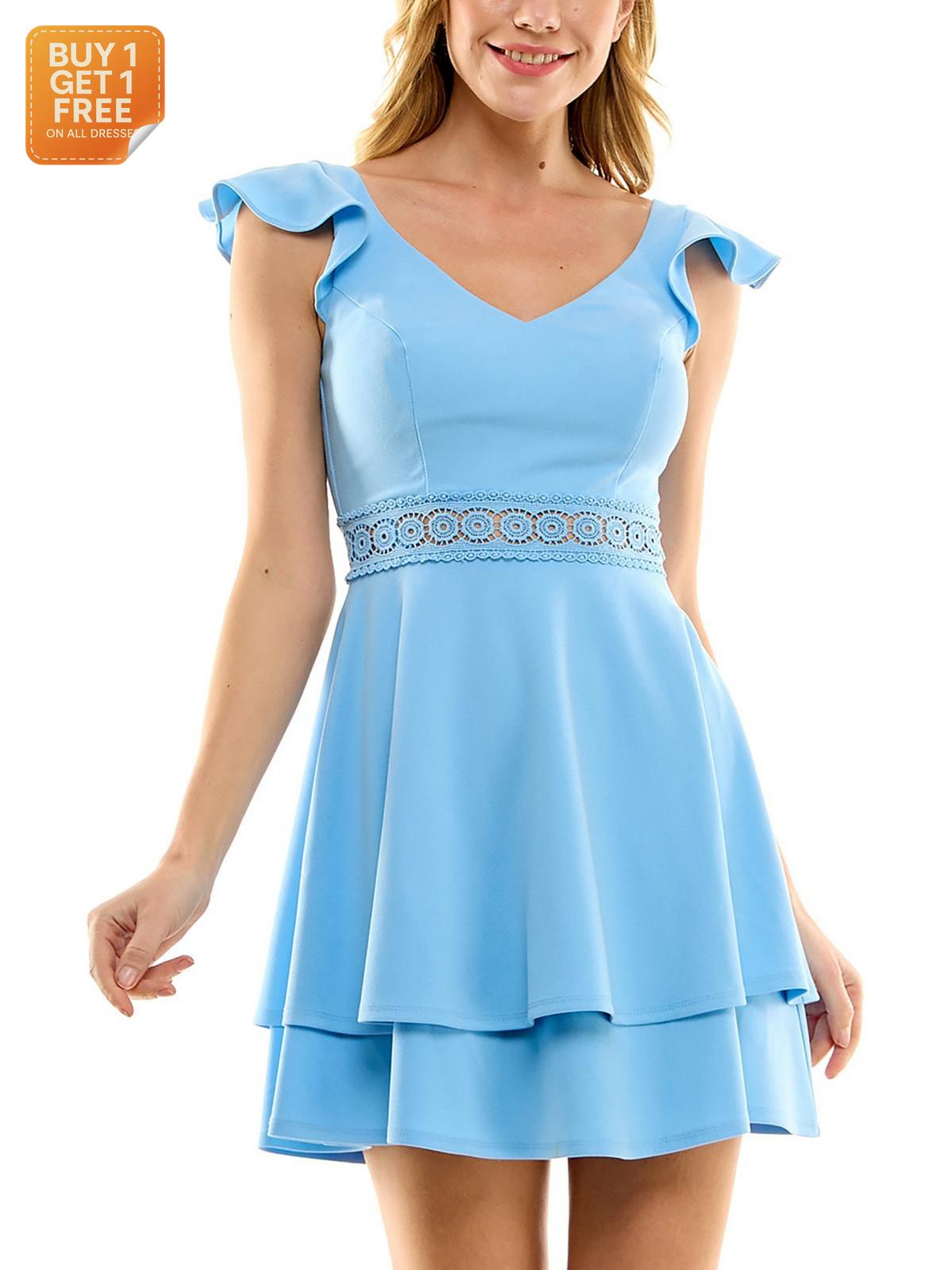 City Studios Women's Baby Blue lace crepe fit & flare dress |City Studios In Lebanon